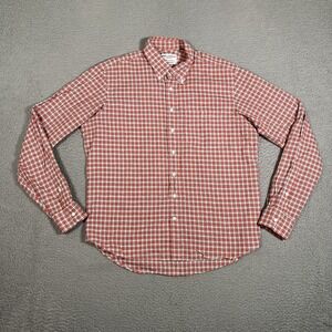 Spier & Mackay Shirt Mens XL Red Plaid Linen Blend Button Down Casual Preppy